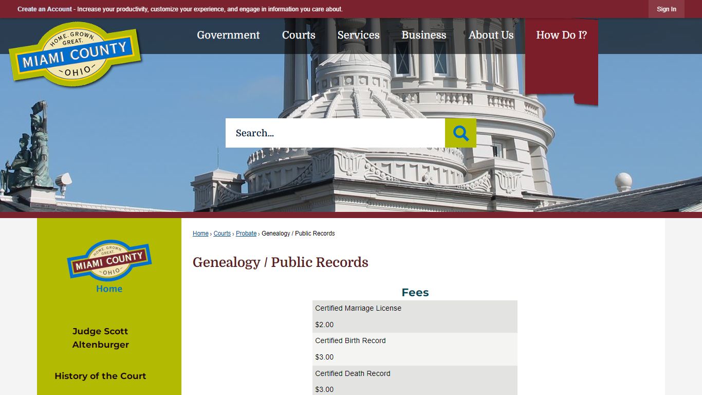 Genealogy / Public Records | Miami County, OH - Official ...