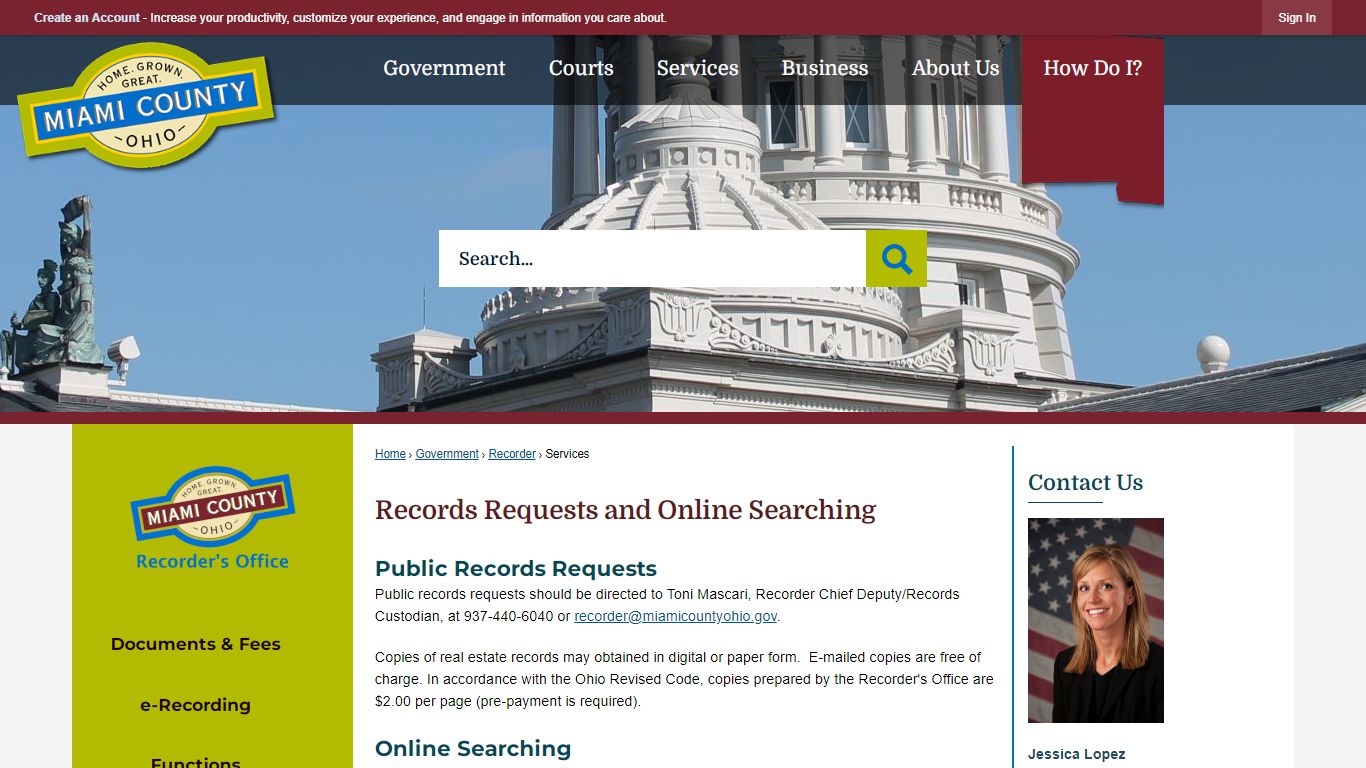 Records Requests and Online Searching - Miami County, Ohio